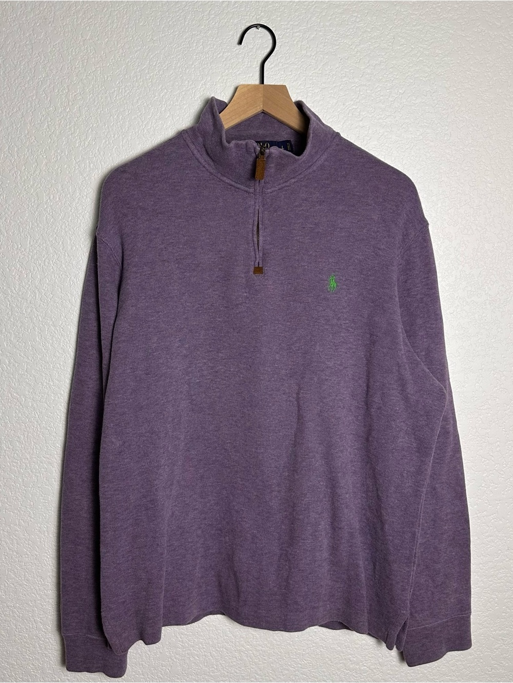 Polo by Ralph Lauren Lavender Quarter-Zip Pullover with Green Logo